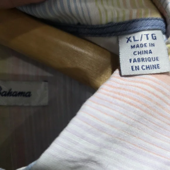 Tommy Bahama Mens Button Down Camp Shirt Short Sleeve Pastel Stripe Size XL. - Picture 7 of 9